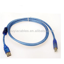 Alta velocidade 1.5M 5 pés de extensão USB cabo transparente USB Um macho para B MACHO USB 2.0 Impressora Cabo de dados